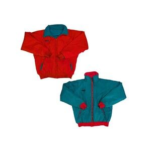 Vintage 90s Columbia Men’s M-L Reversible Full Zip Ski Bomber Jacket Red/ Teal